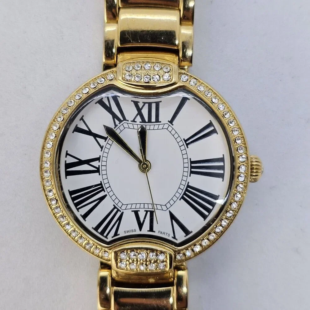Bronzo Italia Women's Watch 36MM White Dial Gold Tone Bracelet 6.5